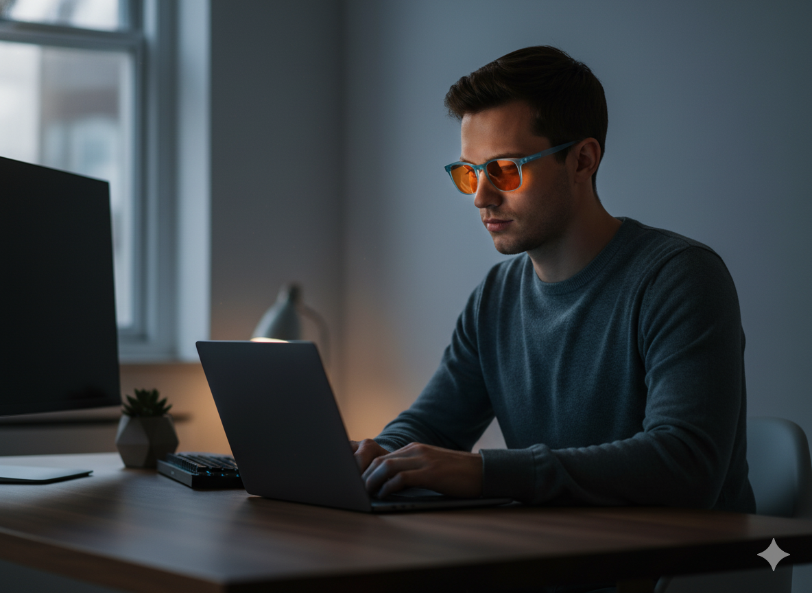 Performance Blaulichtfilter– Ultra-Leicht | 95% Blaulichtblocker für besseren Schlaf & Fokus